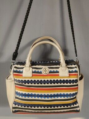 Tory Burch Robinson ZigZag Middy Leather Satchel *READ*